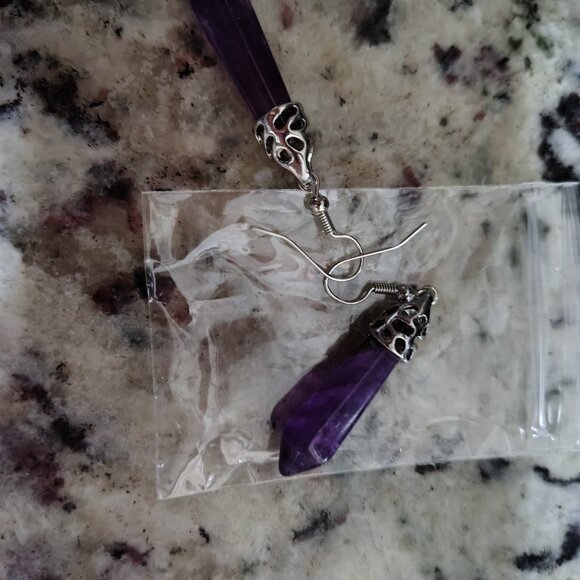 Amethyst Glass Earrings - Picture 2 of 6